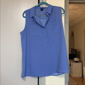 Paisley Blue Collared Short Sleeve Blouse